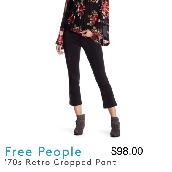 Free People Denim - NEW FREE PEOPLE Black Velvet Kick Flare Crop Jeans